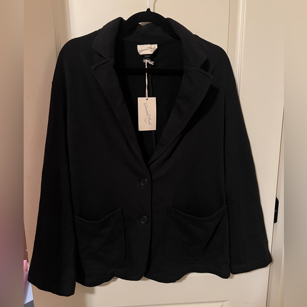 Target Universal Thread Black Blazer Buttons Pockets Cozy Small NWT
